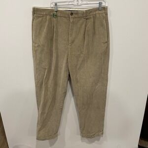 Brooks Brothers Elliot Corduroy Pleated Pants Mens Tan W38 L30